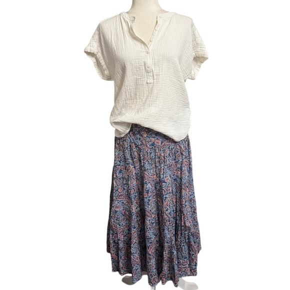 Quince Cotton Gauze Top Small White Relaxed Fit Short Sleeve Minimalist Boho - Picture 2 of 7